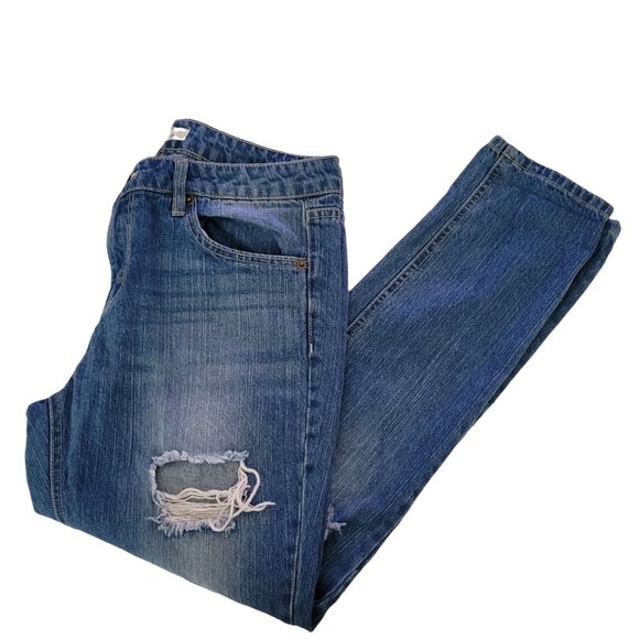Anthropologie Life in Progress Jeans Womens Size 26 Skinny Mid Rise Ripped Denim - Picture 1 of 6